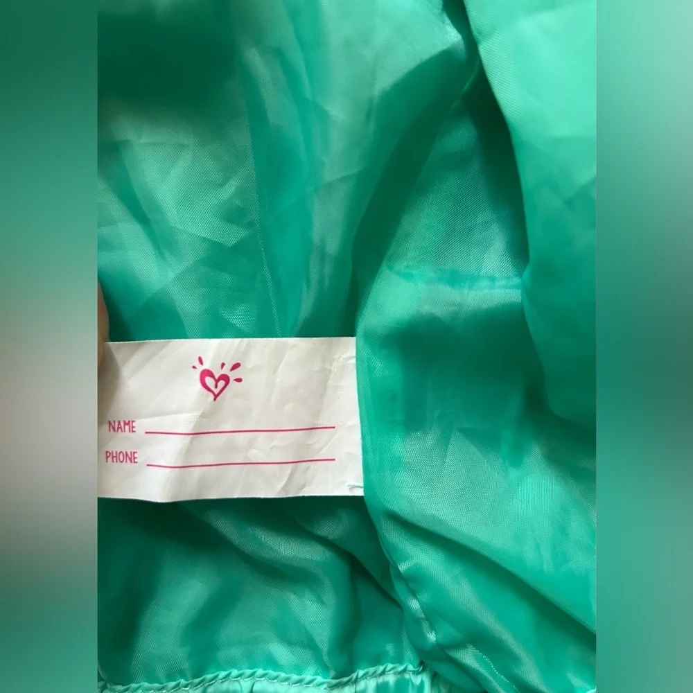 Justice Girls Teal Packable Windbreaker Rain Jacket Size 10